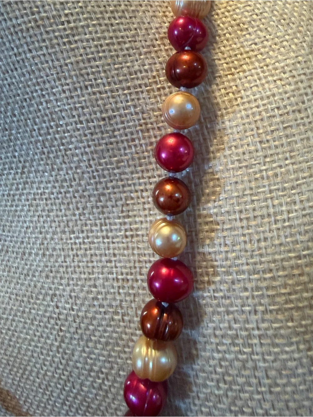 Honora cranberry , Copper & golden cream Pearl Necklace - Picture 2 of 4